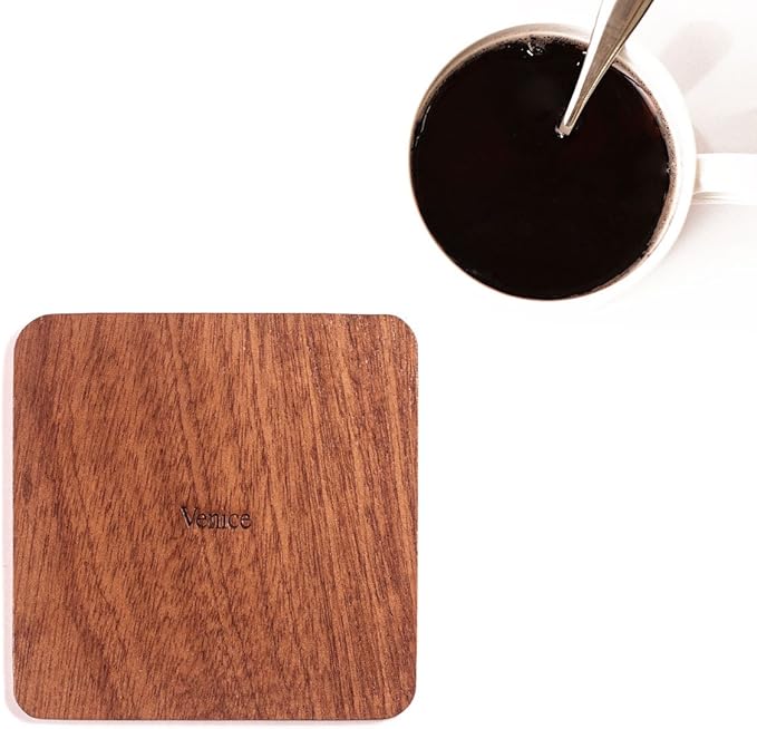 Venice Map Coaster by O3 Design Studio, Set of 4, Sapele Wooden Coaster with city map, Multiple city optional, Handmade