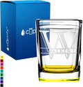 Personalized Square Shot Glasses Yellow Bottom 2oz Engraved Initial and Name Custom Gifts, Weddings, Birthdays, Party, Event, Decorations