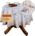 Maison d' Hermine Table Cloth Round Table 100% Cotton 63 Round Inches Tablecloth Reusable Decorative for Dining Room Farmhouse Home Valentines Day Decorations Spring Summer - Meadow Florals - Beige