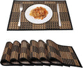 Placemats Set of 6 for Dining Table, Bamboo Place Mats for Kitchen Table Decor, Table Mats Heat Resistant & Non-Slip for Indoor/Outdoor Party, Table Placemats Set of 6 for Dinner Table Black