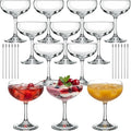 Maxdot 12 Set 7oz Small Champagne Coupe Cocktail Glasses with Metal Cocktail Picks, Clear Elegant Handblown Coupe Glasses Bulk Crystal Espresso Martini Cups for Home Parties Wedding Bar