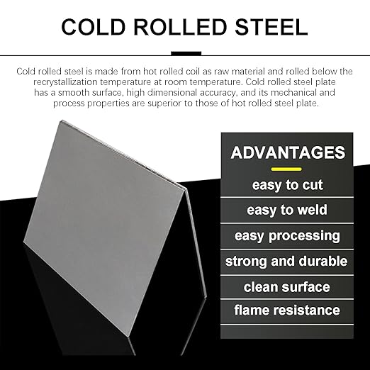 TEN-HIGH 2 Pack 22 Gauge Mild Steel Sheet Metal Plate 12 x 16 Inch Cold Rolled Steel Plate for Professional Industrial Use and DIY Projects - Smooth Surface, Easy to Form and Weld