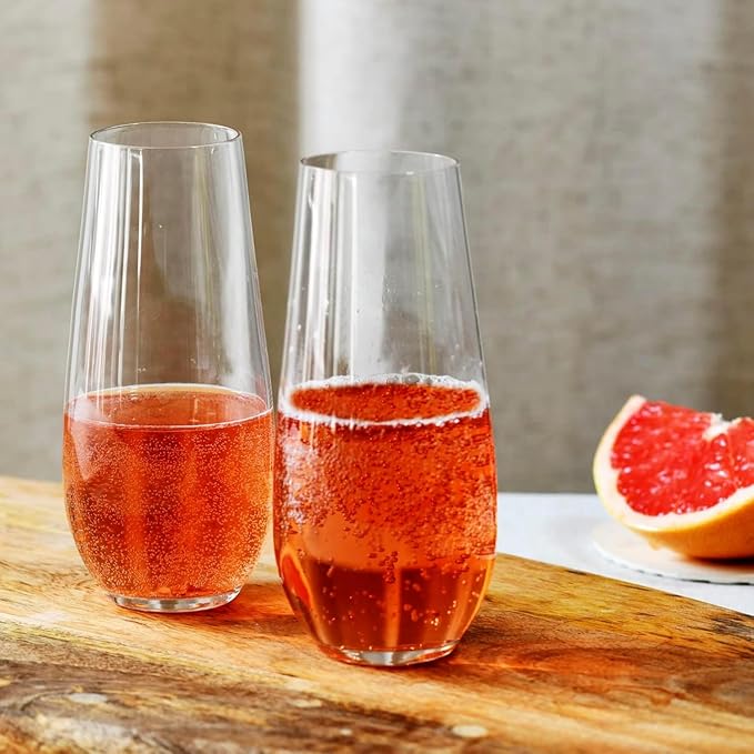 Krosno Champagne & Drink Glasses from the Harmony Collection | Set of 6 | 7.8 oz | Crystal Clear | For Home, Restaurant & Parties | Dishwasher Safe | Lead-Free Crystal Glass