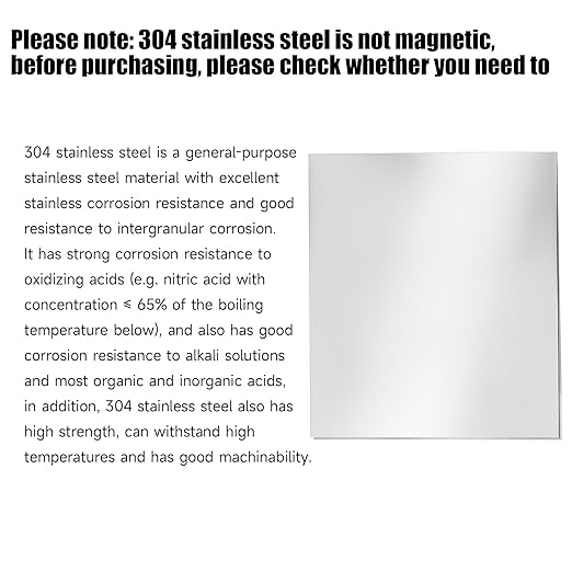 304 Stainless Steel Sheet - 2PCS 12" X 12" X 1/32" Thin Stainless Steel Plate 1/32 Inch Thickness with Protective Film Metal Sheets Shim Stock for Kitchen DIY Crafting (305 x 305 x 0.76 mm)