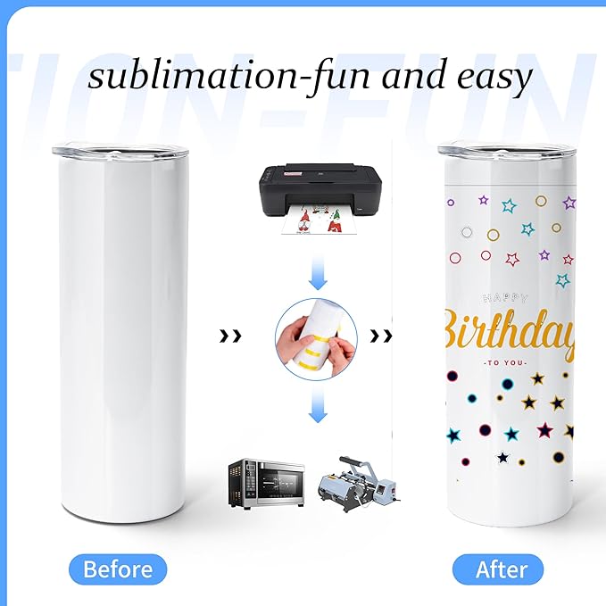 25 Pack Straight Sublimation Tumblers Bulk 20oz Stainless Steel Double Wall Insulated Sublimation Cups Wholesale Blank White with Lid, Straw for Tumbler Press Machine