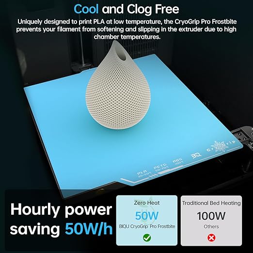 BIQU Cryogrip Pro Frostbite Cold Build Plate Compatible with ELEGOO CC/CC 2 3D Printers 260x283MM Centauri Carbon Build Plate Double-Sided Upgrade Room Temperature Print Removable Surface Platform