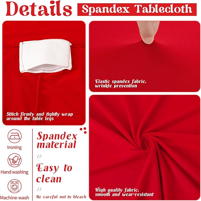 HAISIWLKJ 6 Pack Table Cloth 6ft Red Tablecloths for Rectangle Folding Table Spandex Fitted Stretch Cover Wrinkle Resistant Washable Protector for Party, Wedding, Banquet, Festival.