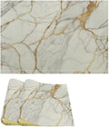 Marble Linen Placemats Set of 2, Modern Abstract Foil Texture White Gold Marble 12x17 Inch Washable Table Mats Non Slip Placemats for Wedding Party Kitchen Banquets Dining Decoration