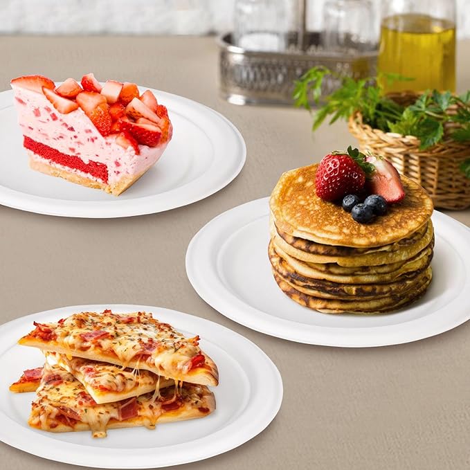 Small Plates 6 Inch, Dessert Paper Plates Disposable for Appetizer, Cake, White, 200 Pack