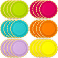 48 Pcs Neon Colorful Paper Plates 9 Inch Gradient Scalloped Paper Plates Disposable Dinner Dessert for Birthday Wedding Bridal Party Supplies, 6 Colors