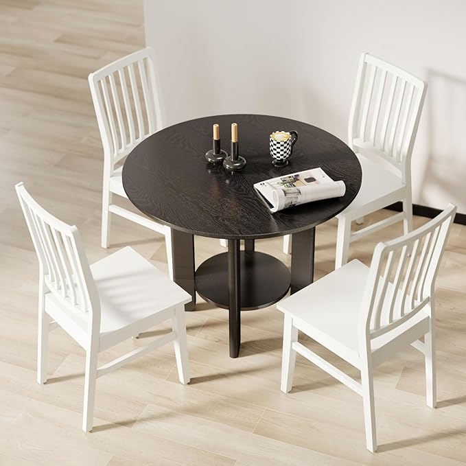 White Wooden Dining Chairs Set of 4, Farmhouse Dining Room & Kitchen Chair with High Back, Spindle Windsor Armless Side Chair for Living Room Dining Room Kitchen Restaurant Balcony