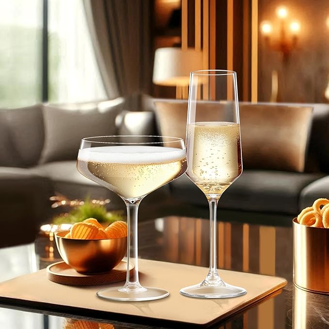 Amazing Abby - Stella - 8-Ounce Unbreakable Tritan Champagne Flutes (Set of 6), Plastic Wine Glasses, Reusable, BPA-Free, Dishwasher-Safe, Perfect for Poolside, Outdoors, Camping, Picnic, and More
