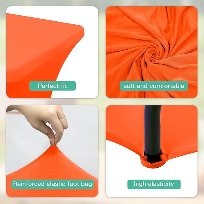 6Pack 6FT Table Cloth for Rectangular Fitted Events Stretch Orange Table Covers Washable Spandex Tablecloth Protector for Party, Wedding, Cocktail, Banquet, Festival
