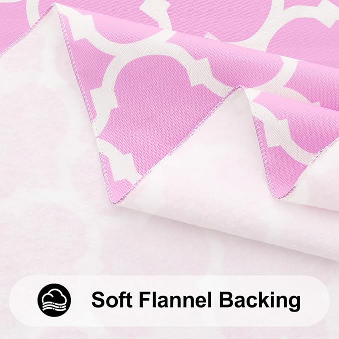 Smiry Rectangle Table Cloth, Waterproof Vinyl Tablecloth with Flannel Backing for Rectangle Tables, Wipeable Spillproof Plastic Tablecloths for Dining, Camping, Indoor and Outdoor, (60"x120", Pink)