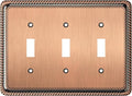 Henne Bery Rope Edge Decorative Wall Plate Switch Plate Outlet Cover (Triple Toggle, Antique Copper)