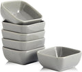 Ceramic Dipping Bowls Set of 6,3 Ounce Porcelain Small Mini Dip Bowl Square Soy Sauce Dish - Good for Tomato Sauce, Sushi Soy, BBQ,Charcuterie Board(Grey)