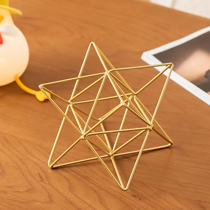 Metal Geometric Sculptures Home Decor, 3D Gold Decor Metal Table Top Decor Sphere, Abstract Coffee Table Decor Living Room Decor, Modern Home Decorations for Study, Bedroom, Office
