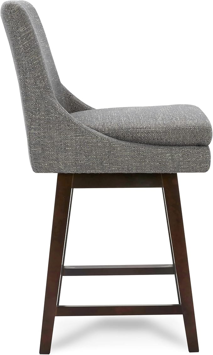 CHITA Counter Height Swivel Bar Stools Set of 3, FSC Certified Upholstered Fabric Barstool Chairs with Back, 26.8" H Seat Height, Fabric in Fog