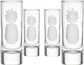 Rolf Glass Fresh Pineapple Shot Glass | 2.5oz Engraved Glass Cordial | Spirits or Tequila Sipper | Tropical Sand-Etched Pineapple Design | Lead-Free | Made in the USA | Set of 4