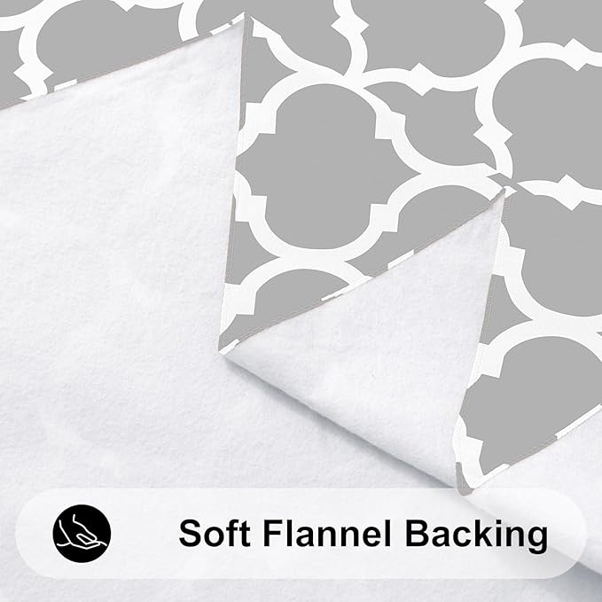 Smiry Rectangle Table Cloth, Waterproof Vinyl Tablecloth with Flannel Backing for Rectangle Tables, Wipeable Spillproof Plastic Tablecloths for Dining, Indoor and Outdoor (60"x120", Light Grey)