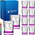 Personalized Square Shot Glasses Set of 10 Pink Bottom 2oz Engraved Initial and Name Custom Gifts, Weddings, Birthdays, Bachelorette Party and Decorations for Women