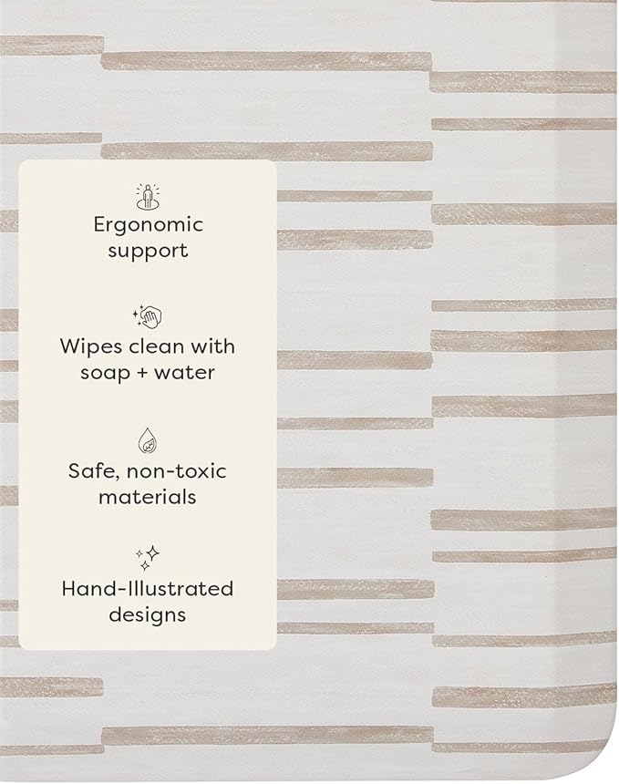 House of Noa Nama Standing Mat – Anti-Fatigue Cushioned Kitchen Mats for Floor | Ergonomic Bounce-Back Foam Kitchen Mats | Anti-Fatigue Mats for Kitchen & Standing | Nara Stripe Natural | 22" x 54"
