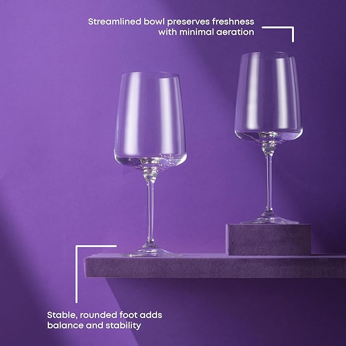 JoyJolt Sidney White Wine Glasses Set of 4 | 17 oz Modern Crystal Wine Glasses also for Red Wine | Home Bar Glass Set | Wedding Registry and Hosting Gifts | Premium Crystal Stemware Made in Europe