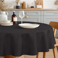 JIUZHEN Faux Linen Round Tablecloths 54 inch, Decorative Wrinkle Free Texture Rustic Circle Table Cloth Cover for Kitchen, Dining, Party, Wedding, Outdoor Use (54 Inch Round,Black)