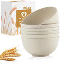 Soup Bowls 26oz, Wheat Straw Bowls Set of 6, Unbreakable Cereal & Popcorn Bowls, Microwave & Dishwasher Safe Prep Bowl for Outdoor, Picnic, Hiking, Beach - Beige