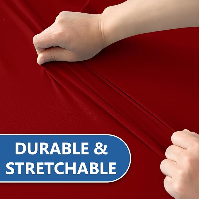 Spandex Table Cover for 6 Foot Rectangle Tables-6 Pack Fitted Stretch Red Tablecloth-Elastic 6ft Christmas Tablecloths for Party, Vendor Booth Display, Banquet Buffet Event, Craft Trade Show