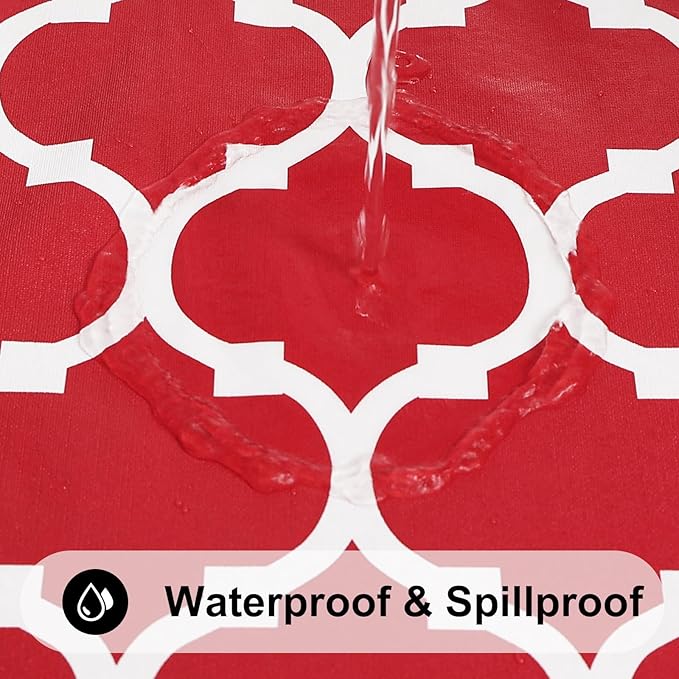 Smiry Rectangle Table Cloth, Waterproof Vinyl Tablecloth with Flannel Backing for Rectangle Tables, Wipeable Spillproof Plastic Tablecloths for Dining, Camping, Indoor and Outdoor (60"x102", Red)