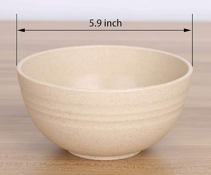 LuckyZone Unbreakable Cereal Bowls (8 Pcs) - 24 oz Reusable Wheat Straw Bowl Sets for Cereal, Soup & Rice - Dishwasher & Microwave Safe - BPA Free, Healthy & Eco-Friendly (8Pcs/4Color)