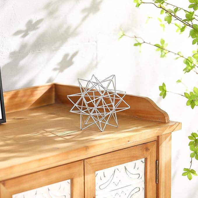 Metal Geometric Table Top Decor, 3D Sliver Spheres Decorative Accents Balls, Iron Abstract Sculpture Objects for Home Decor, Coffee Table Top Decorations for Home Office Living Room Bedroom Decor