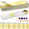 Christmas Napkin Rings Set of 200, 2 Colors in 1, Reusable Adjustable Napkin Bands for Holiday Parties, Wedding, Thanksgiving Table Decor, Waterproof Tear-Proof (Gold) Great Gift Idea