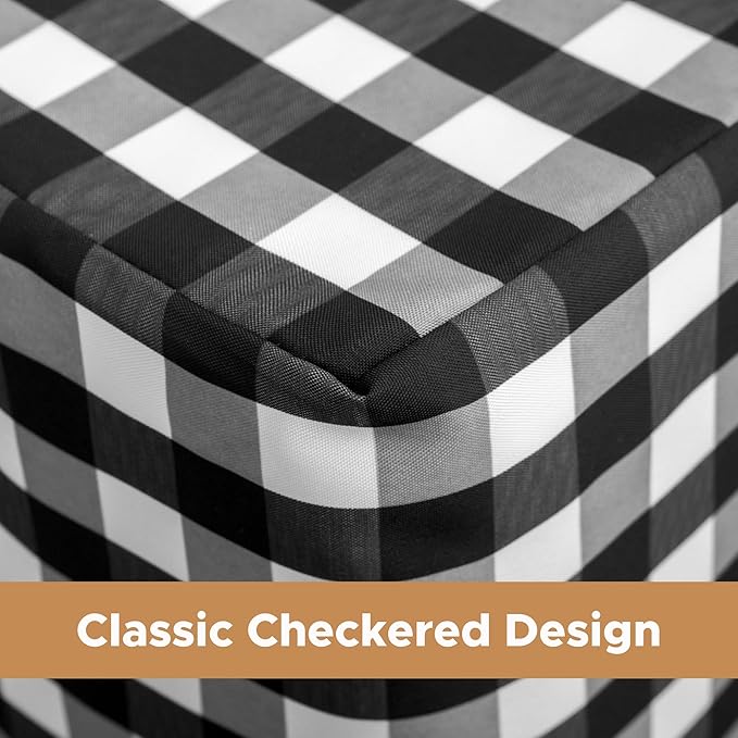 HolidayIdeas Checkered Fitted Table Covers for 8 Foot Tables - 96 x 30 Inch - 2 Pack Rectangle Table Clothes Buffalo Plaid Table Cover for Folding Table, Parties, Picnic, Trade Show (Black and White)
