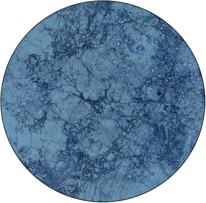 Round Edge Closing Tablecloth, Marble Elastic Edged Tablecloth, Abstract Crack Pattern, Fit Round Tables 28inch Diameter, for Outdoor Indoor Use, Blue