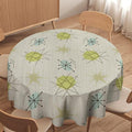 Mid Century Retro Round Tablecloth, Modern 1950s Style Abstract Geometric Vintage Print Tablecloth for Home Party Dining Room Kitchen Decor 70Inch(178cm)