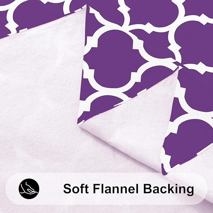 Smiry Rectangle Table Cloth, Waterproof Vinyl Tablecloth with Flannel Backing for Rectangle Tables, Wipeable Spillproof Plastic Tablecloths for Dining, Camping, Indoor and Outdoor (60"x120", Purple)