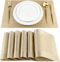 DACHUI Placemats Set of 8, Stylish Woven Place Mats for Dining Table, Washable & Durable PVC Table Mats (Gold)