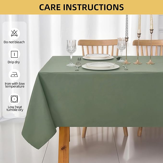 2-Pack 60x60 inch Sage Green Table Cloths, Solid Stain and Wrinkle Resistant Tablecloth, Premium Plain Weave Polyester Fabric Rectangle Table Linen Covers for Hotel, Banquet