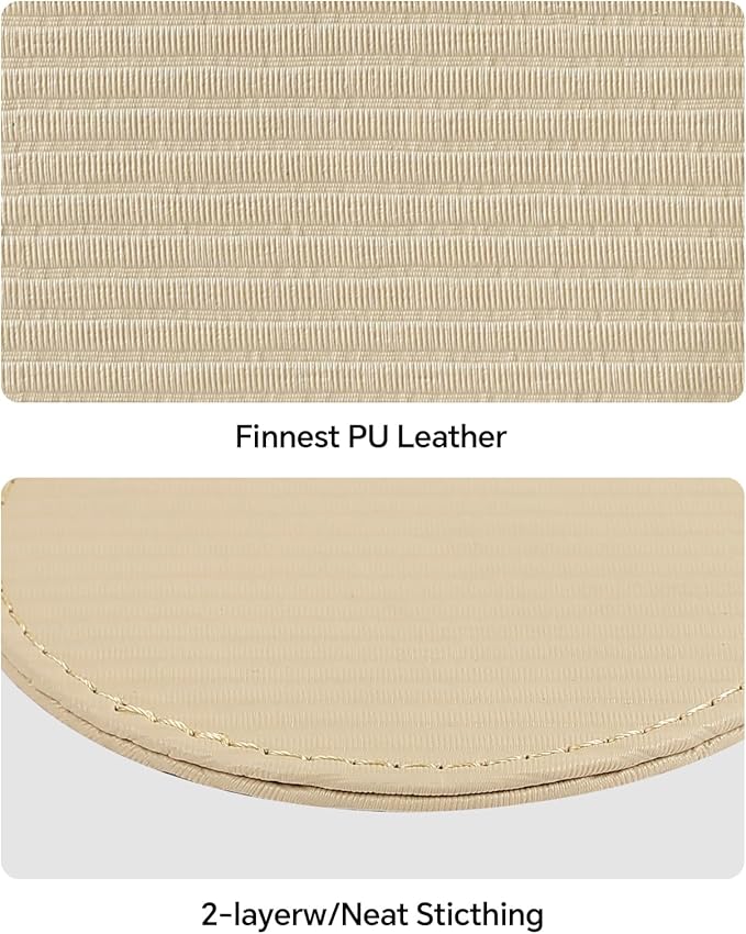 6 Pcs Premium Leather Coasters with Holder, Tabletop Protection, Coffee Table & Bar Decoration, Modern-Style Drink Coasters Suitable for Home Dining Tables & Kitchen Accessories (Beige Stripe)