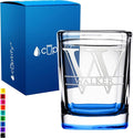 Personalized Square Shot Glasses Blue Bottom 2oz Engraved Initial and Name Custom Gifts, Weddings, Birthdays, Party, Event, Decorations