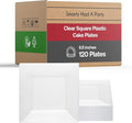 Elegant Disposable Plastic Dessert Plates 120 Pcs-Heavy Duty Fancy Square Clear Salad Plates - 6.5" Appetizer Cake Plates