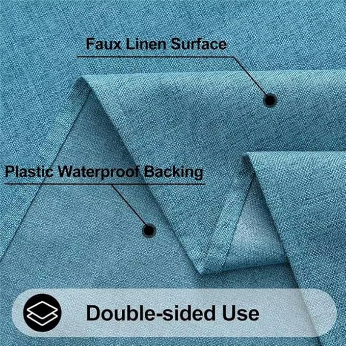 Smiry Rectangle Faux Linen Table Cloth, Waterproof Burlap Fabric Tablecloth, Washable Decorative Farmhouse Table Covers for Kitchen, Dining, Parties, 60x84, Teal