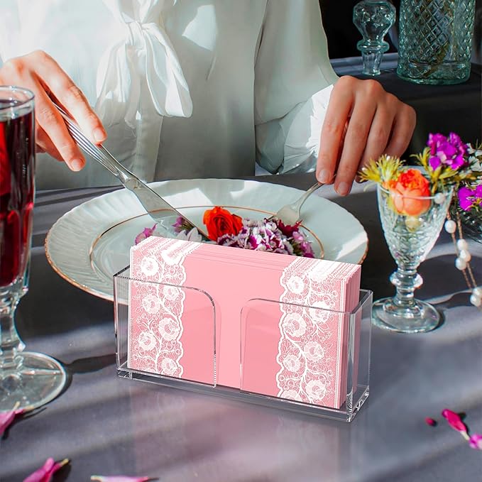 Transparent Acrylic Napkin Holder Clear Guest Paper Disposable Hand Towel Dispenser Tray Organizer For Table Home Kitchen Restaurant and Hotel Business