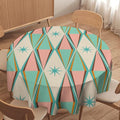Mid Century Round Tablecloth, Vintage Bohemian Modern Mid-Century 50s 60s Print Tablecloth for Home Party Dining Room Kitchen Decor 36Inch(90cm)