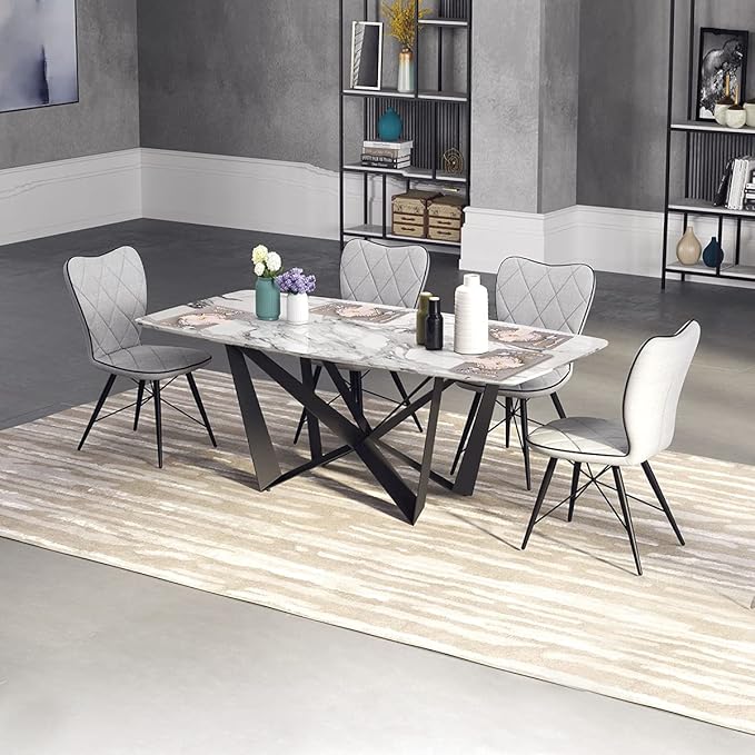 Placemats for Dining Table Set of 6,Faux Leather Eco-Friendly Wipeable Place Mats,Waterproof&Oilproof Table Mats,Washable,Heat-Resistant,Non-Slip for Kitchen Table(Grey,6)