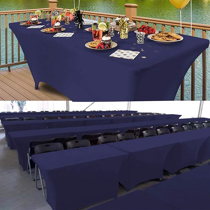 RELIANCER 2 Pack Stretch Spandex Table Covers for Rectangular Tables,6FT Elastic Fitted Tablecloth,Universal Rectangular Table Cloth Protector for Outdoor Party,Wedding,Bar,Birthday,Banquet,Events