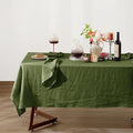 Talasily Linen Tablecloth 100% Pure Linen Table Cloth 60x108 Inches Rectangle Tablecloths Washable Cloths for Kitchen, Dining, Buffet Parties, Holidays, Picnic, Weddings and Restaurants-Green
