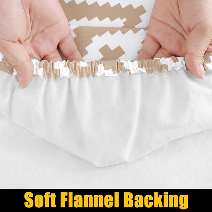 Smiry Rectangle Table Cloth Cover, Waterproof Elastic Fitted Picnic Tablecloth for 5 Foot Tables, Wipeable Flannel Backed Vinyl Tablecloths for Camping, Dining, Outdoor (Khaki, 30" x 60")